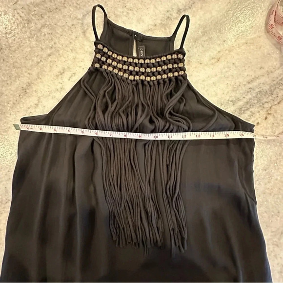Zara Basics Maxi Black Dress Viscose Halter Neck Beading and Fringe Size Sm… - Picture 13 of 14
